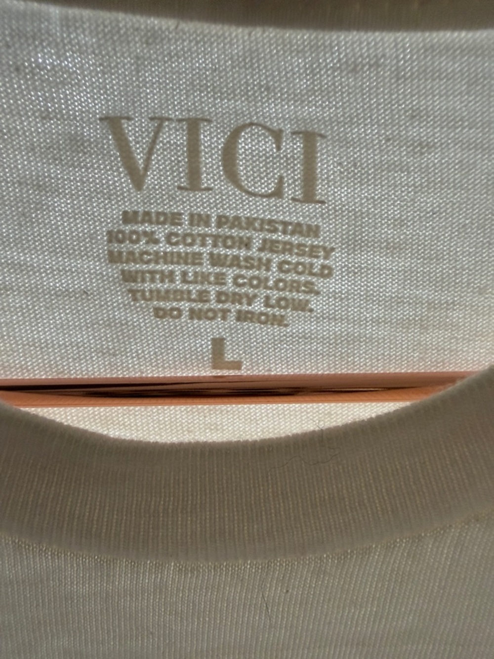 Vici Cream Ribbed Cotton Tee - Subtle Crewneck - Picture 2 of 7